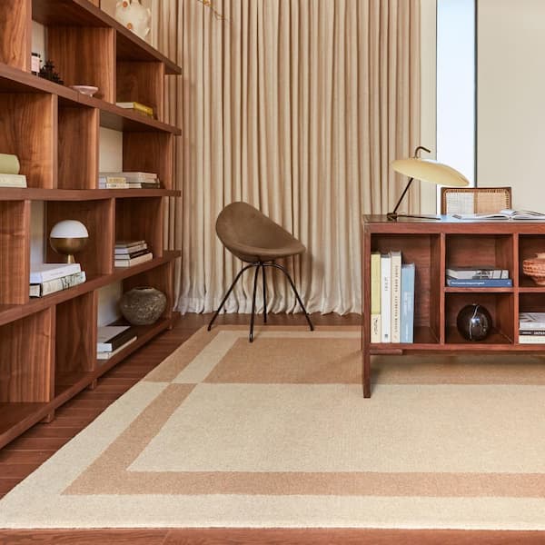 Gino Two-Tone Bordered Wool Beige 9 ft. x 12 ft. Area Rug
