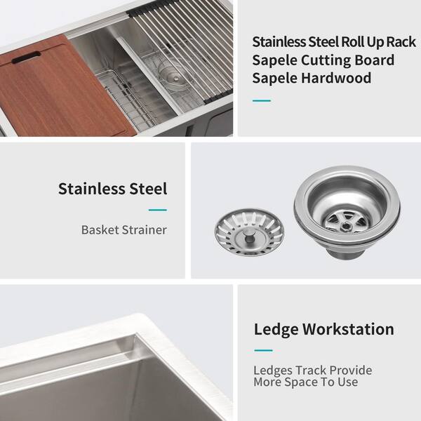 Staykiwi 33 in. Undermount Double Bowl(60/40) 16-Gauge