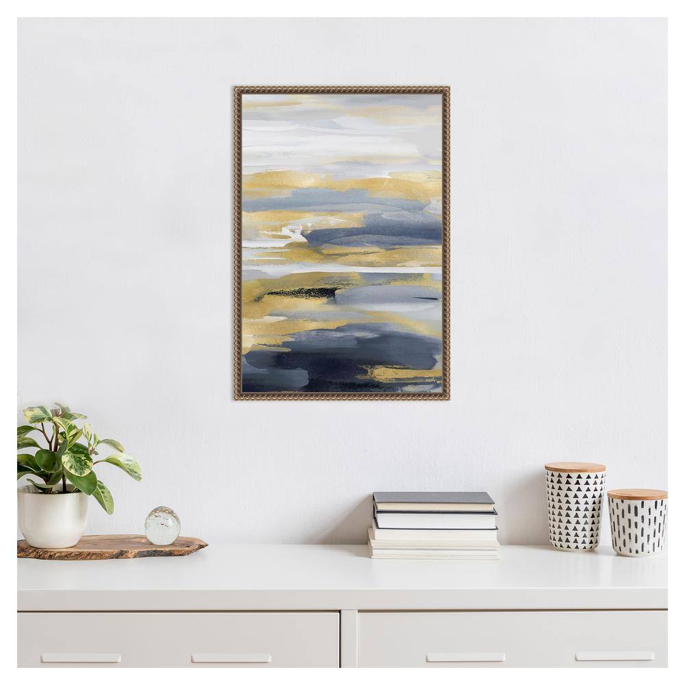 Blue and Gold Abstract Canvas Framed Wall Art 16 x 23