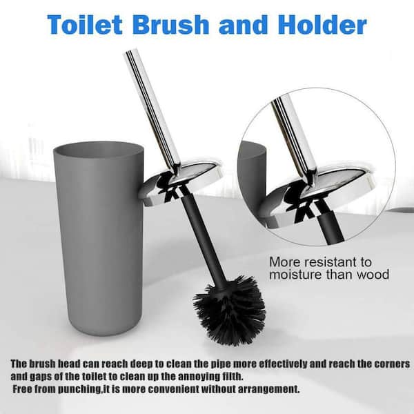 Dracelo 5-Piece Bathroom Accessory Set with Toothbrush Holder, Toothbrush  Cup, Soap Dish, Toilet Brush with Holder in Gray B0B86M4M5B - The Home Depot