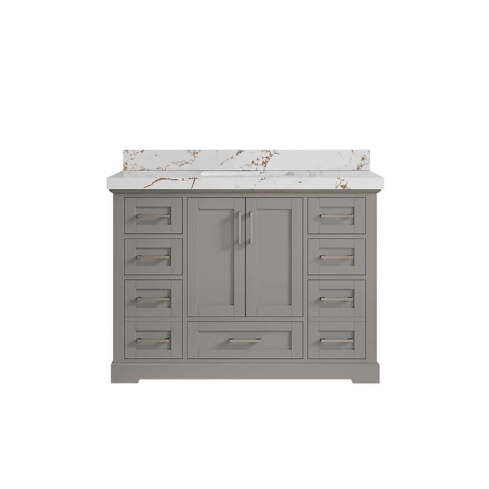 Boston 48 in. Single Sink Freestanding Elephant Gray Bath Vanity with Viola Brown Qt. Top Unassembled price history on PriceWatchPro