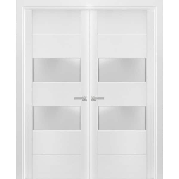 Sartodoors 42 in. x 96 in. 1 Panel Natural Veneer Finished Solid Wood ...