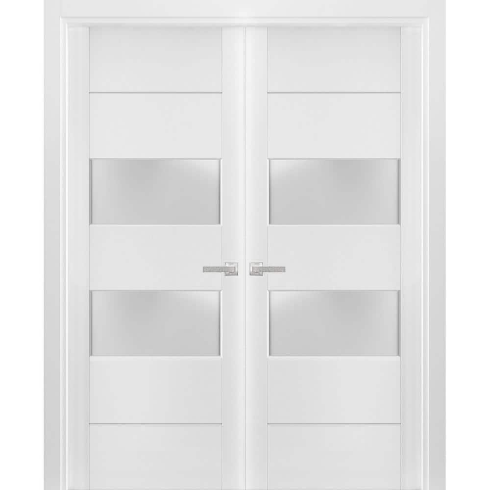 72 in. x 80 in. White Finished Universal/Reversible Frosted Glass Solid Wood Assembly Required Interior Door Kit price history on PriceWatchPro