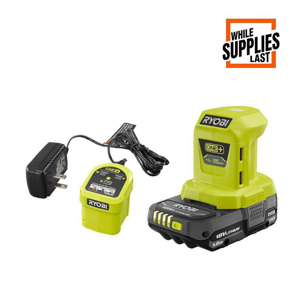RYOBI ONE+ 18V Cordless Portable Power Source Starter Kit with 1.5 Ah ...