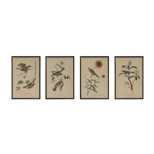4 Piece Framed Graphic Print Bird on Branch Nature Art Print 11.75 in. x 7.87 in.
