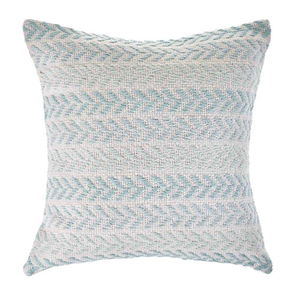 Home Decorators Collection Pale Blue Geometric Pleated 18 in. x 18 in.  Square Decorative Throw Pillow S00161061266 - The Home Depot