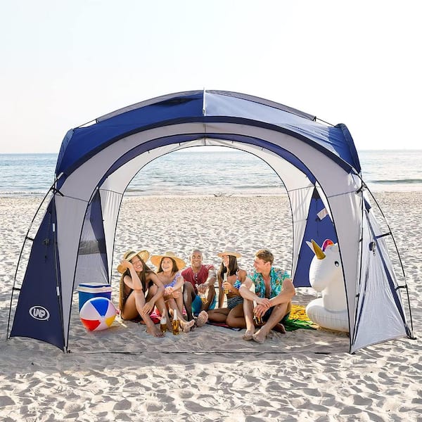 Cesicia UPF50 Plus 12 ft. x 12 ft. Pop Up Blue Canopy Tent with Side Wall Ground Peg and Stability Poles