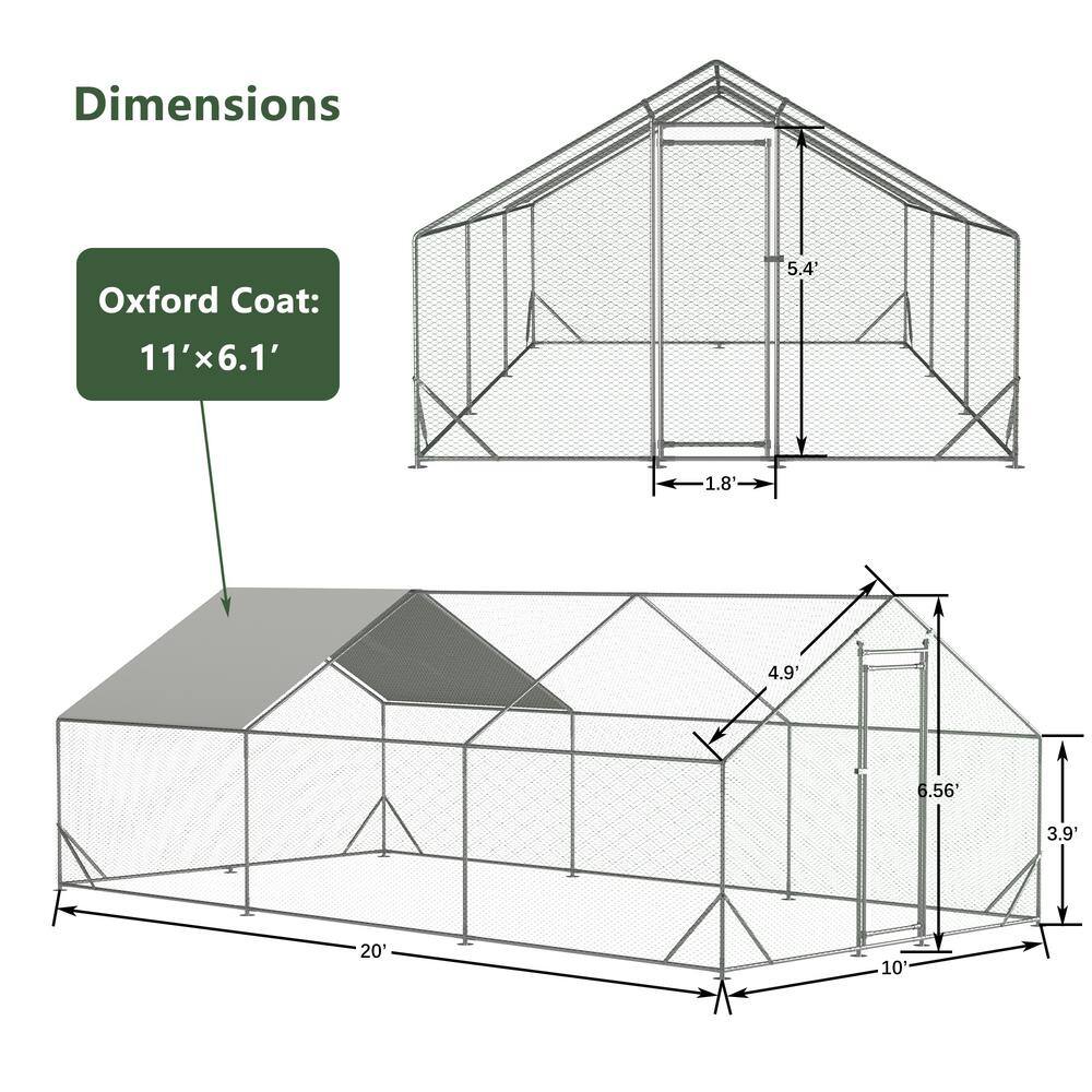 Large Galvanized Steel Chicken Coop with UV Cover