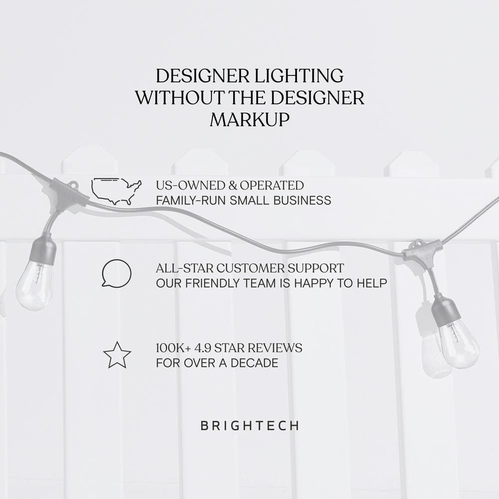 48ft Black Outdoor String Lights with Warm White LED Bulbs