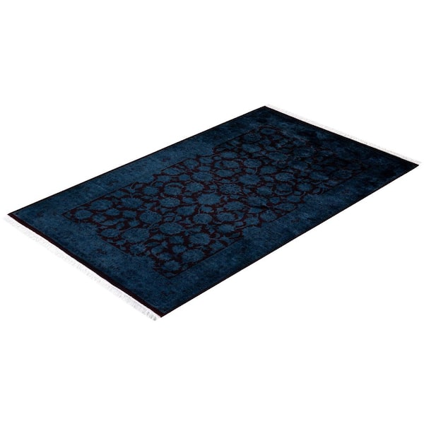 Overdyed Blue 3 ft. 1 in. x 5 ft. 3 in. Wool Indoor Area Rug