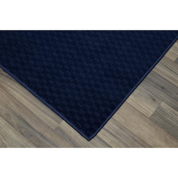 Medallion Navy 4 ft. x 6 ft. Casual Tuffted Solid Color Checkerd Polypropylene Area Rug