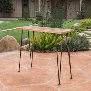 47.25 in. Outdoor Denali Industrial Wood and Metal High Top Bar Table in Brown