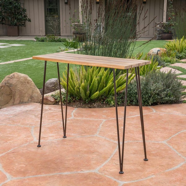 Sungrd 47.25 in. Outdoor Denali Industrial Wood and Metal High Top Bar Table in Brown