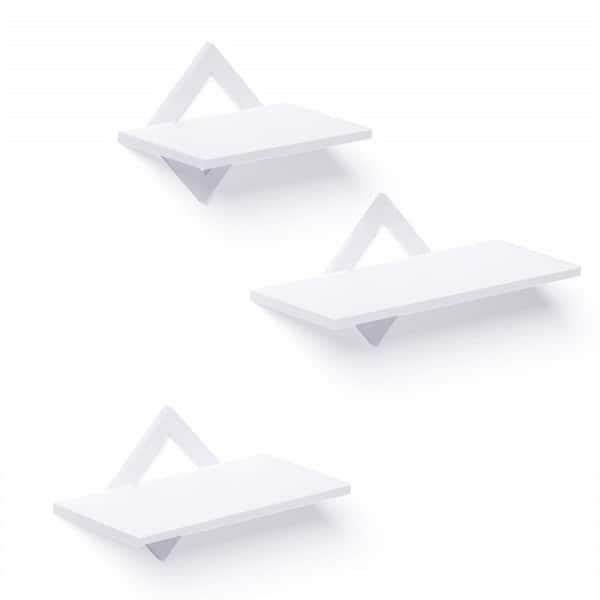 Cubilan 5.9 in. x 16.5 in. x 0.59 in. White Wood Decorative Wall Shelves (3-Piece)