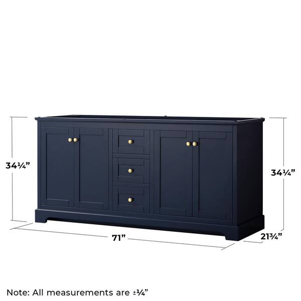 Wyndham Collection Avery 71-in Dark Blue Bathroom Vanity Cabinet
