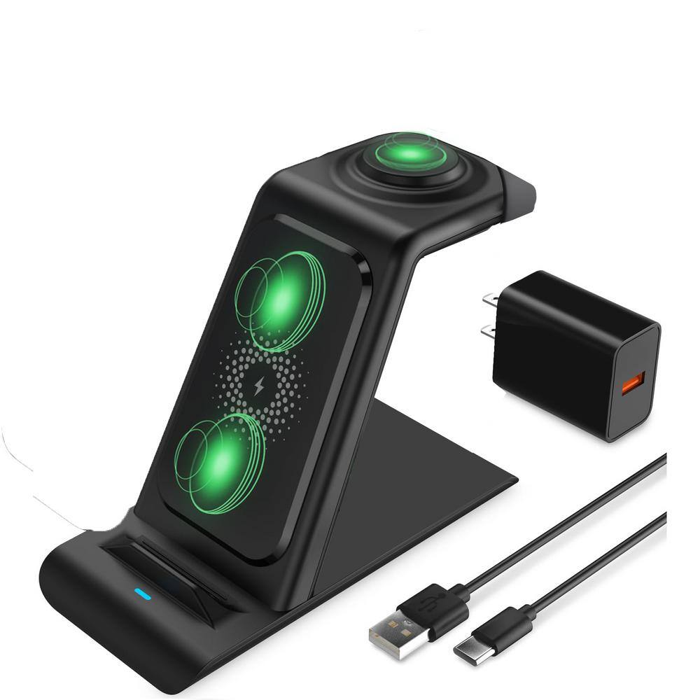 Efficient 3 in 1-Black Wireless Charging Station Wireless Charger for iPhone Smart Watch and Airpods price history on PriceWatchPro