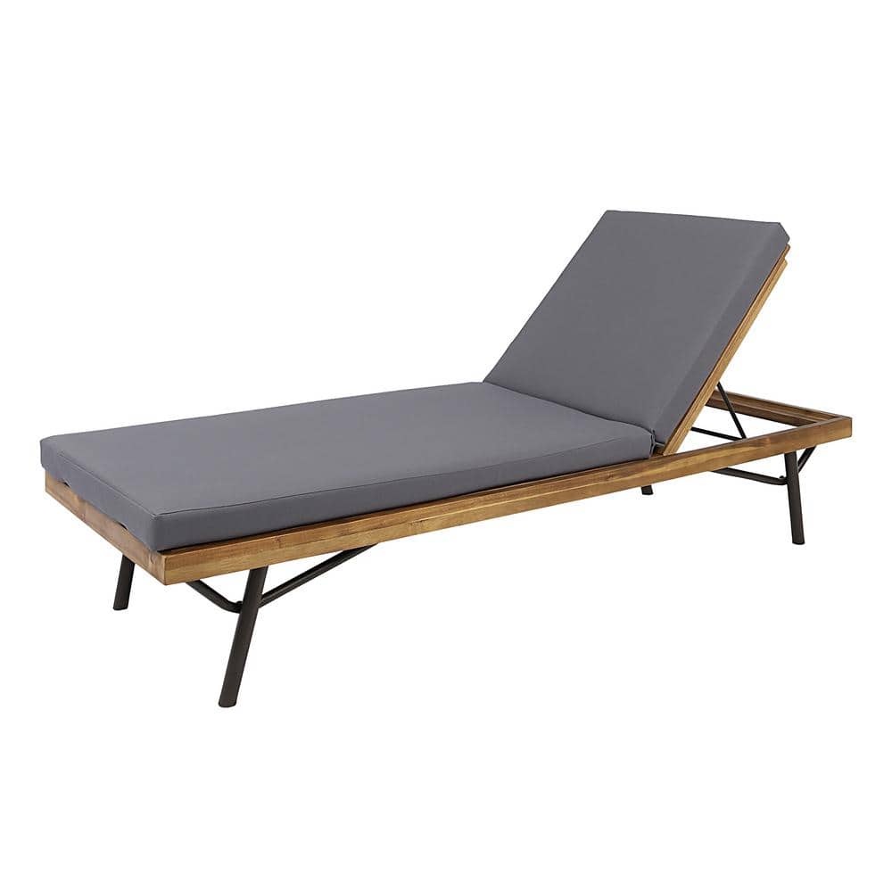 Noble House Canoga Teak Brown Wood Outdoor Patio Chaise Lounge with