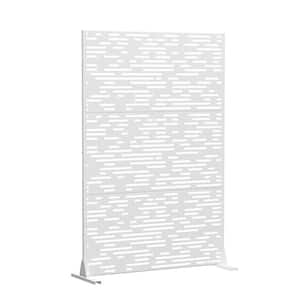 72 in. H x 47 in. W White Outdoor Metal Privacy Screen Garden Fence Wave Pattern Wall Applique