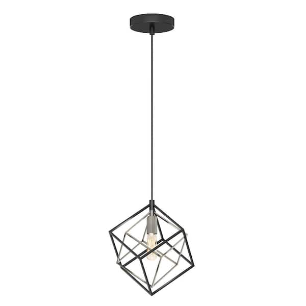 Imperium 25-Watt 1 Light Black & Chrome Modern Mini Pendant Light Fixture for Kitchen Island