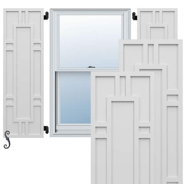 Ekena Millwork EnduraCore Hastings 12-in W x 48-in H Raised Panel Composite Shutters Pair in White