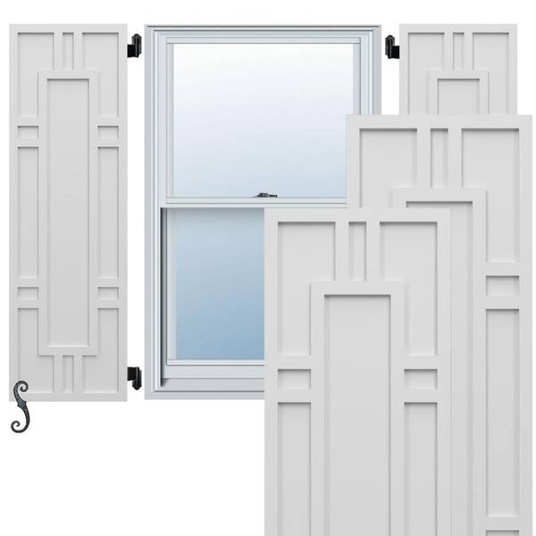 Ekena Millwork EnduraCore Hastings 18-in W x 67-in H Raised Panel Composite Shutters Pair in White