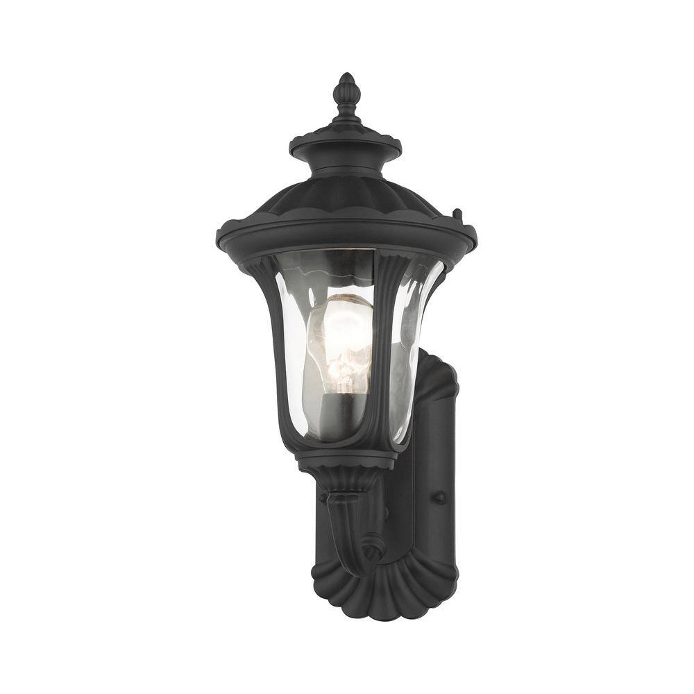 Oxford Black Aluminum Outdoor Wall Lantern with Clear Glass