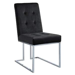 Barbosa Black/Silver Velvet Side Chairs (Set of 2)
