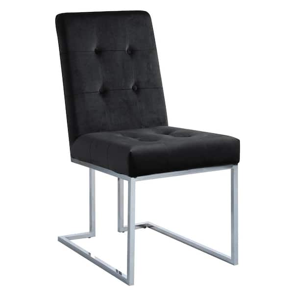 Best Master Furniture Barbosa Black/Silver Velvet Side Chairs (Set of 2)