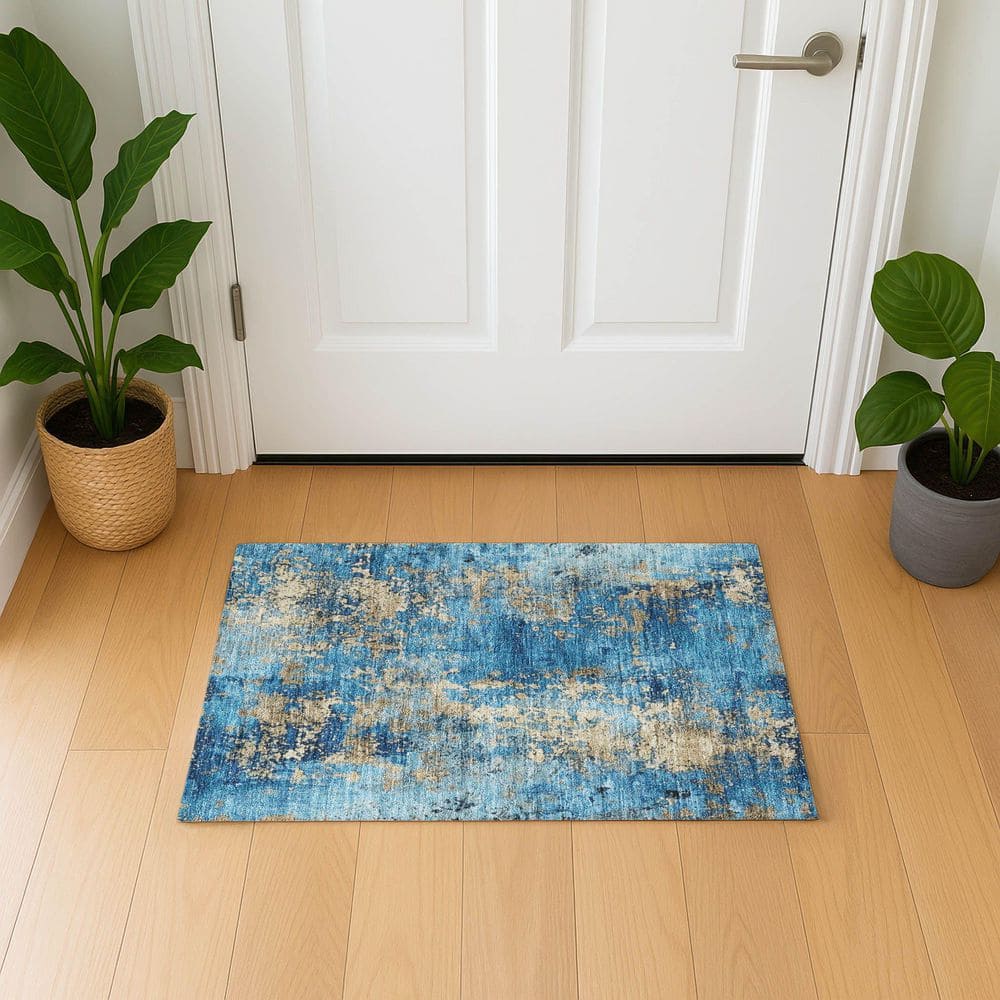 Mayfield Premium Machine Washable Abstract AMF1789 Blue 2 ft. x 3 ft. Area Rug price history on PriceWatchPro