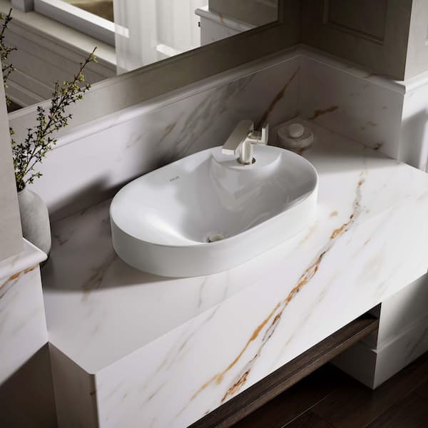 Chalice 22.9 in. x 14.81 in. Vessel Bathroom Sink in White Vitreous China