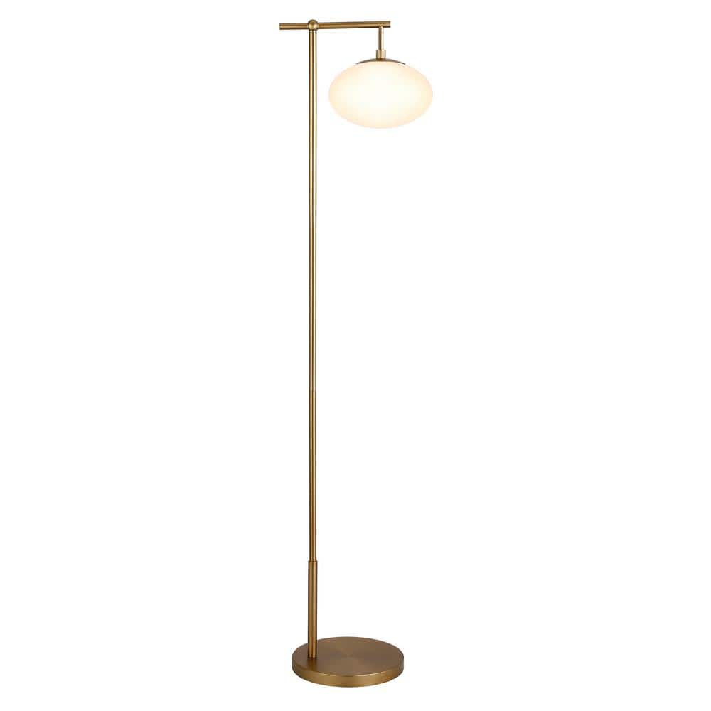 Blume 68" Arc Floor Lamp Brushed Brass with Milk White Glass Shade