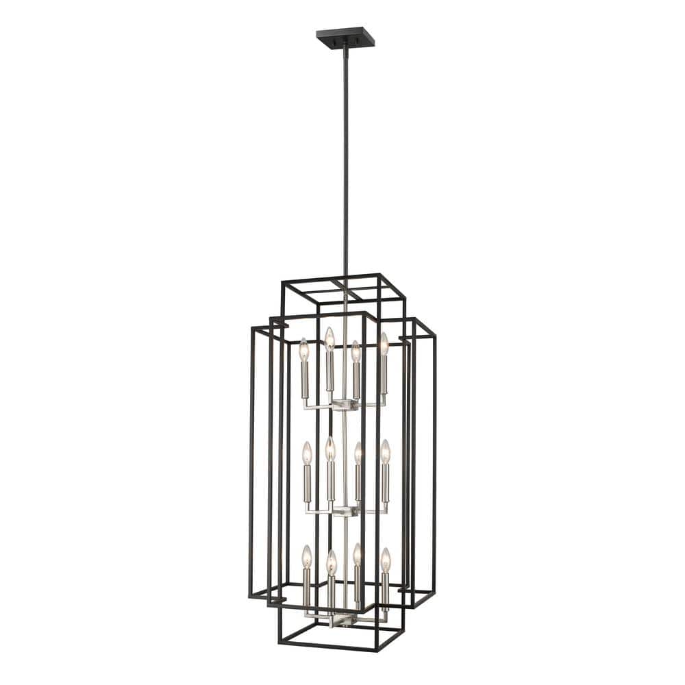 Titania Black and Brushed Nickel 12-Light Geometric Pendant