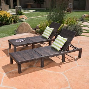 Jamaica Multi-Brown Faux Rattan Adjustable Outdoor Patio Chaise Lounge (2-Pack)