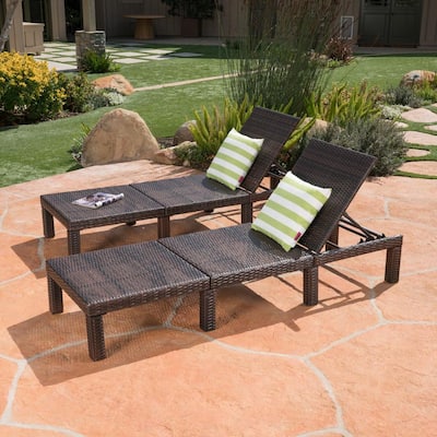 Jamaica Multi-Brown Plastic Adjustable Outdoor Chaise Lounge (2-Pack)