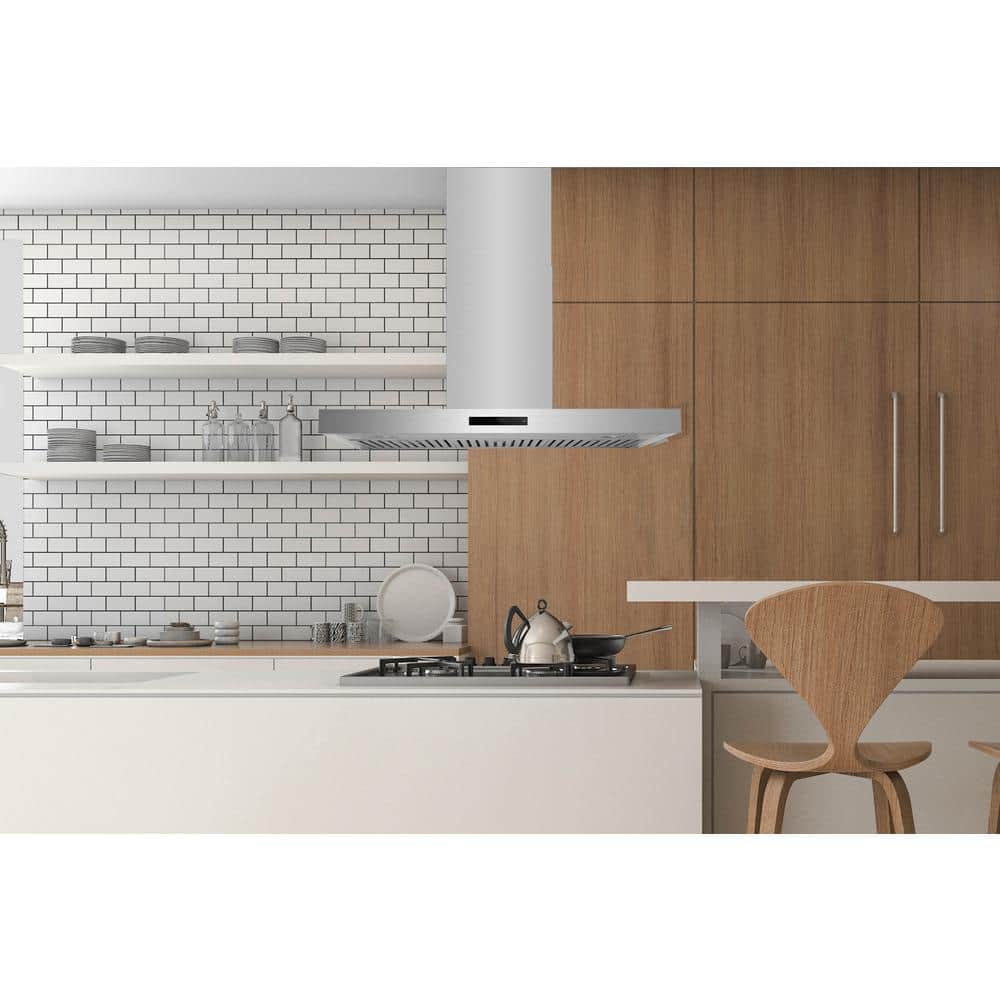 30" Stainless Steel Convertible Island Range Hood with Charcoal Filter