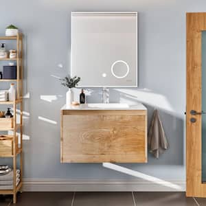 Madeira 24 in. W x 18 in. D x 18 in. H Floating Bathroom Vanity in Oak with White Acrylic Top with White Integrated Sink