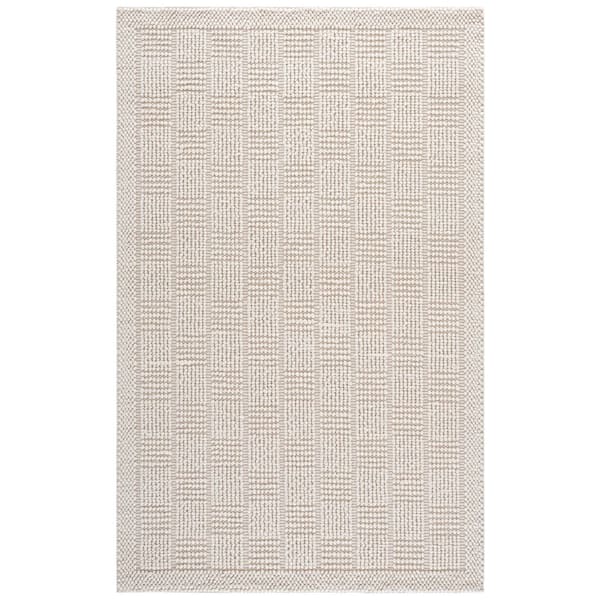 Natura 9 ft. x 12 ft. Ivory Tile Plaid Area Rug