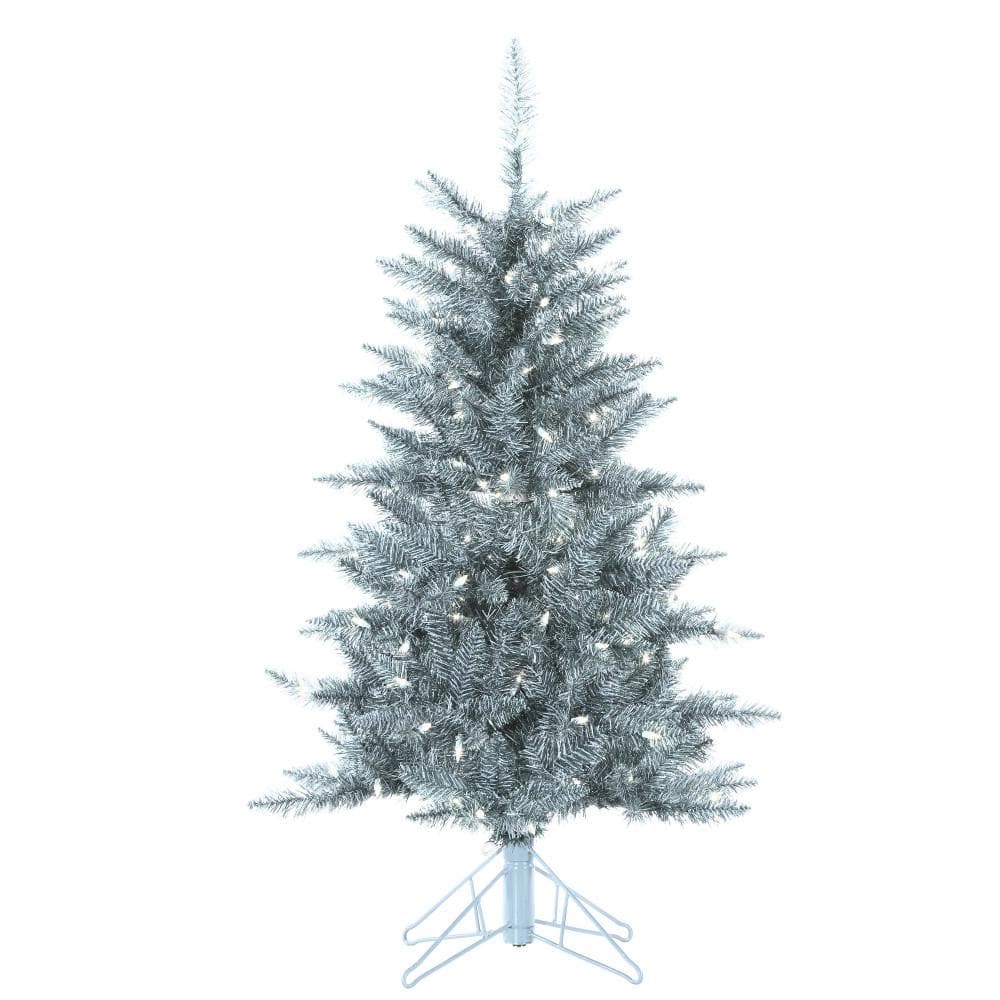 Sterling 4 Ft. Pre-Lit Silver Tuscany Tinsel Christmas Tree 6036--40Sl