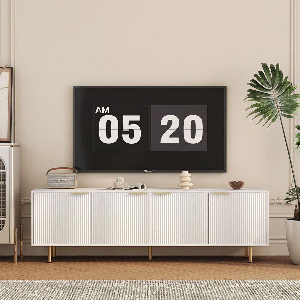 68 in. White TV Stand Fits TV's up to 78 in. Entertainment Center