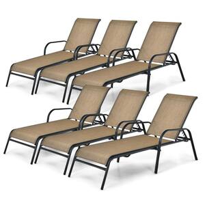 Patio Stackable Chaise Lounge Chair Recliner with Adjustable Backrest (Set of 6)