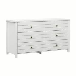 Harmony 6-Drawer White Dresser 31.25 in. H x 51.25 in. W x 17.75 in. D