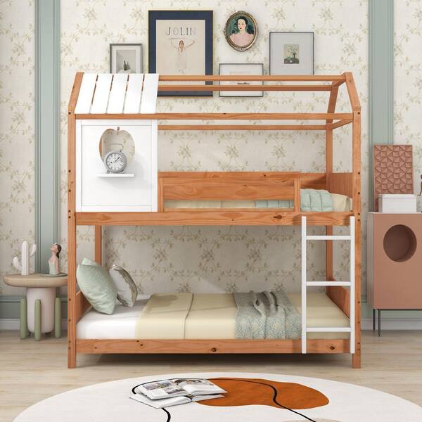 Wooden bunk bed clearance shelf