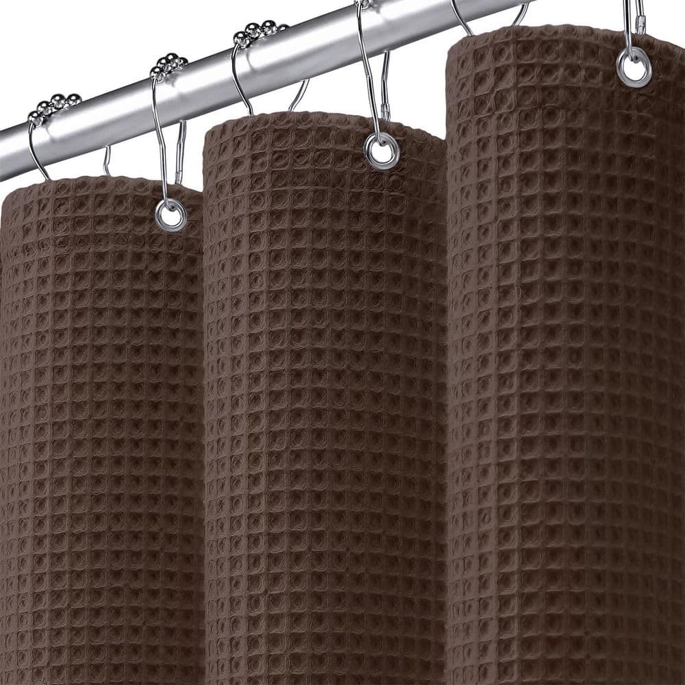 72 in. W x 72 in. L Cotton/Polyester Texture Heavyweight Waffle Weave Shower Curtain in Brown for Bathroom, Washable price history on PriceWatchPro