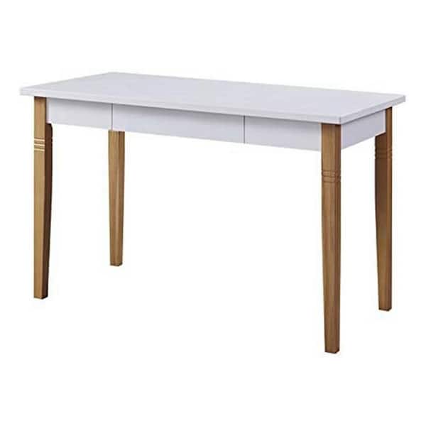 Wateday 23.62 in. Rectangular White Wood 1-Drawer Computer Desk with Solid Wood Legs