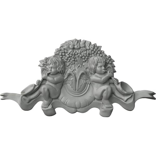 Ekena Millwork 42-1/4 in. x 3-1/8 in. x 21-1/4 in. Angel Center with Scrolls