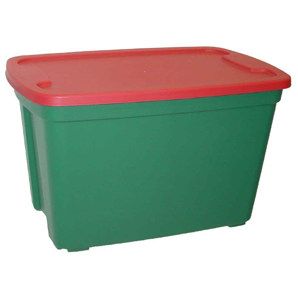 HDX 30 Gal. Tote in Green Base/Red Lid 2030-4452 - The Home Depot