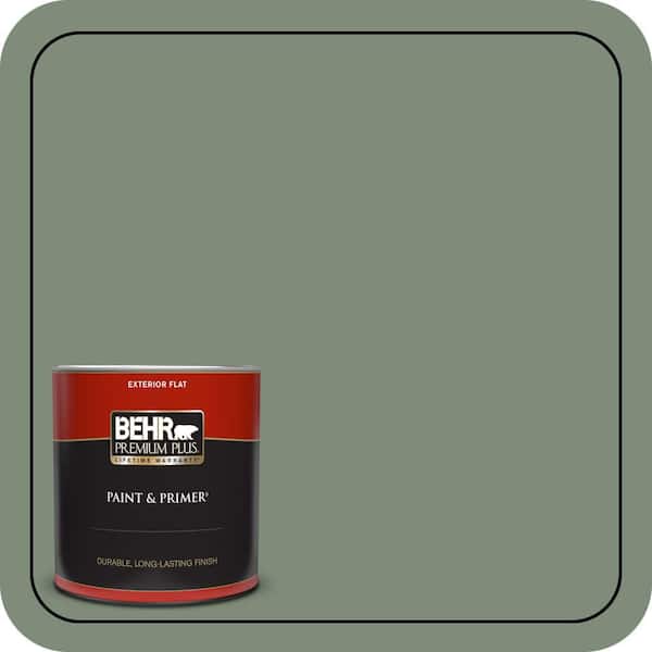 BEHR PREMIUM PLUS 1 qt. #450F-5 Amazon Moss Flat Exterior Paint & Primer