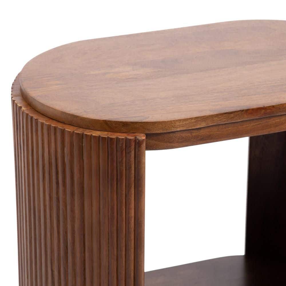 Cakora 22 in. Walnut Brown Oval Solid Wood End Table - thumbnail 5