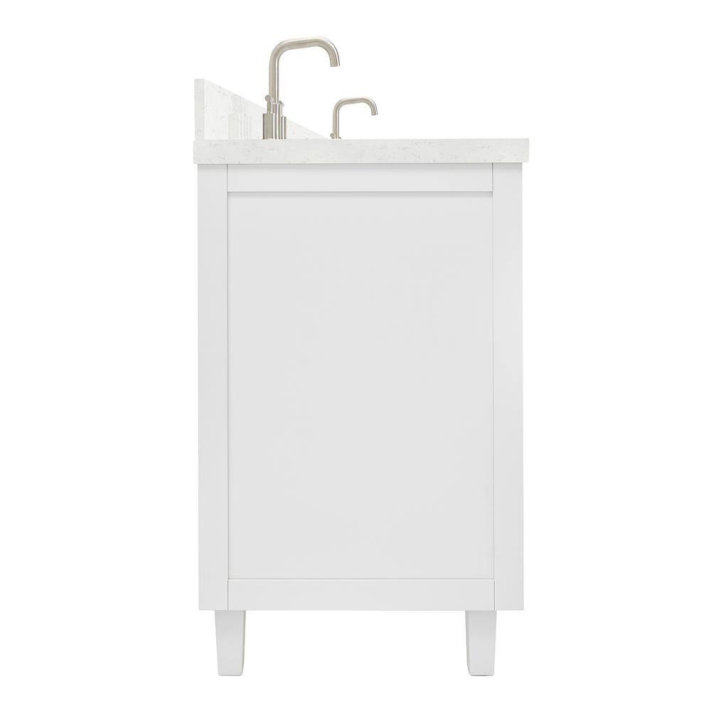 White Double Sink Bathroom Vanity with Carrara Quartz Top
