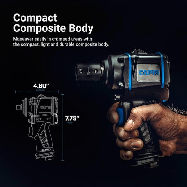 Capri Tools 450 ft. lbs. 1/2 in. Stubby Air Impact Wrench CP35105